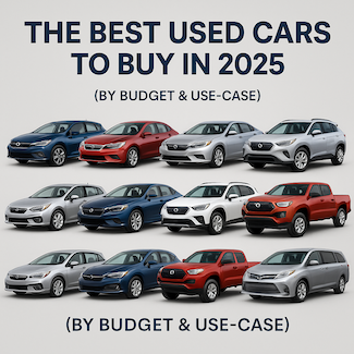 A row of reliable used cars including a sedan and an SUV, ready for purchase.